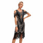 Women’s 1920s Flapper Dress Roaring 20s Cold Shoulder Fringe Gatsby Dress