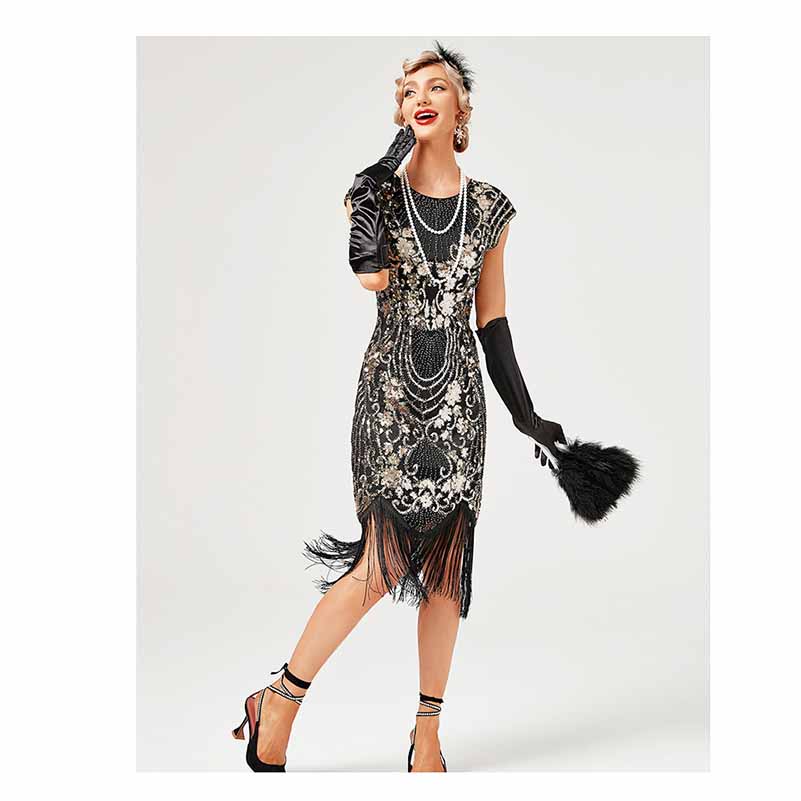 Women's Gatsby Dress - 1920s Flapper Dress Sequin Beaded Dress for Party