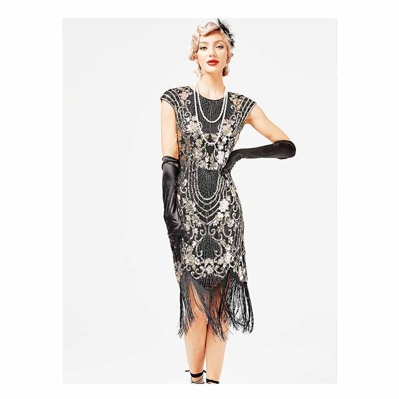 Women's Gatsby Dress - 1920s Flapper Dress Sequin Beaded Dress for Party