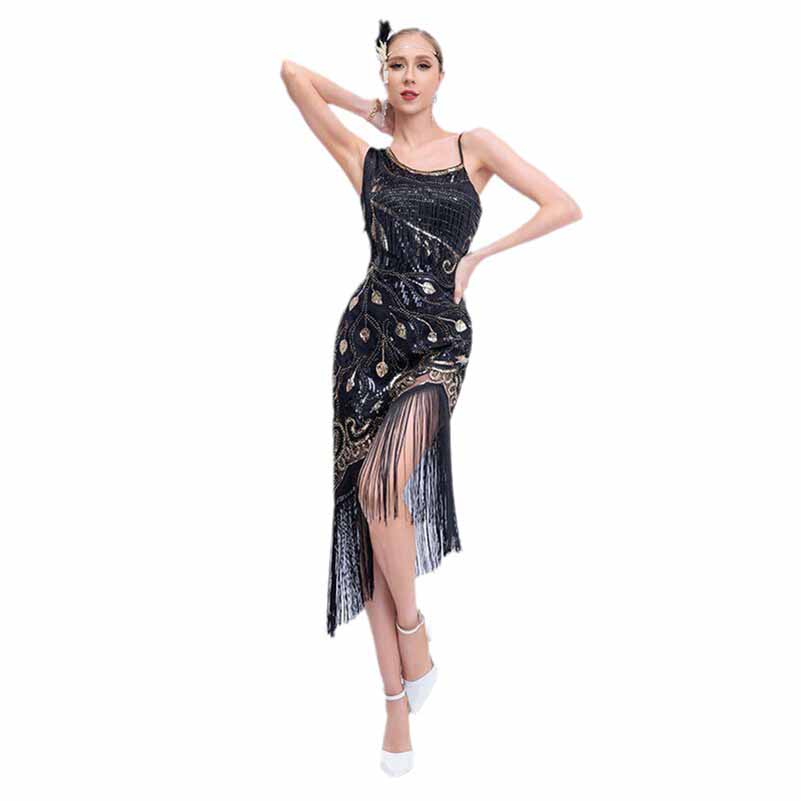 Sparkly Asymmetrical Sequins Fringed 1920s Dress