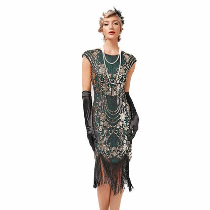 Women's Gatsby Dress - 1920s Flapper Dress Sequin Beaded Dress for Party