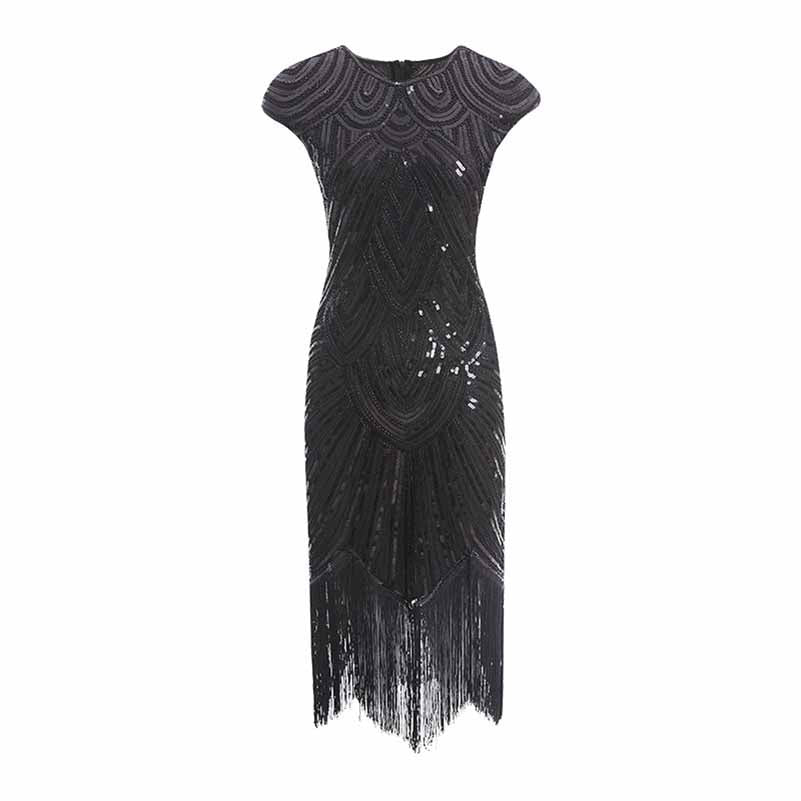 1920s Knee Length Flapper Party Dress Tassels Hem Sequined Cocktail Dresses