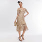 1920s Flapper Dress Vintage Cold Shoulder Fringes Gatsby Dress