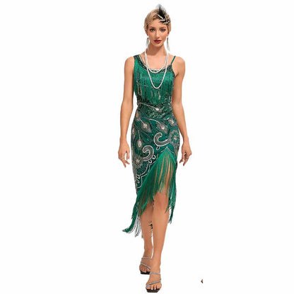 Women's Flapper Dress Asymmetrical Sequins Fringed 1920s Dress
