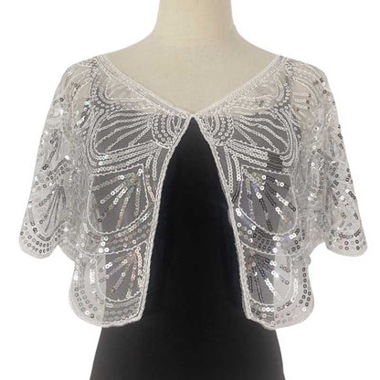 Sequin Beaded Shawl Wraps Evening Cape Scarf for Wedding Prom