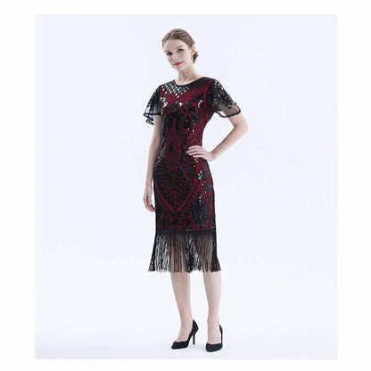 Flapper Dresses 1920s Gatsby - Roaring 20s Sequin Beaded Dress Fringe Dress