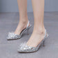 2.95" Stone Beaded Ankle Strap Heels Prom Shoes Middle Heeled Event Pumps