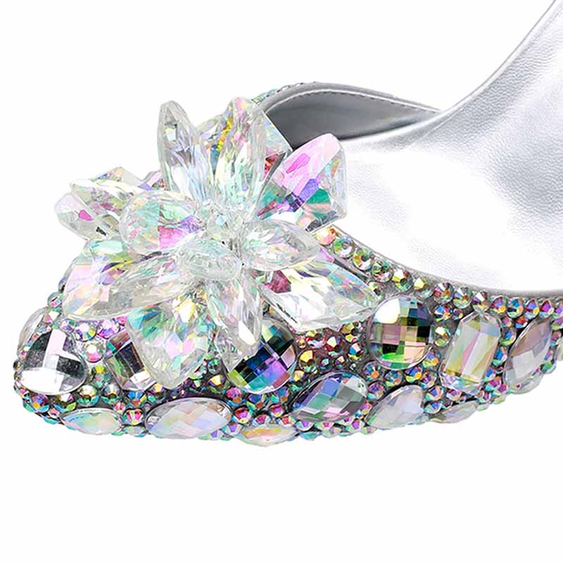 2.95" Stone Beaded Ankle Strap Heels Prom Shoes Middle Heeled Event Pumps