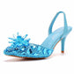 2.95" Stone Beaded Ankle Strap Heels Prom Shoes Middle Heeled Event Pumps