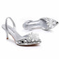 2.95" Stone Beaded Ankle Strap Heels Prom Shoes Middle Heeled Event Pumps