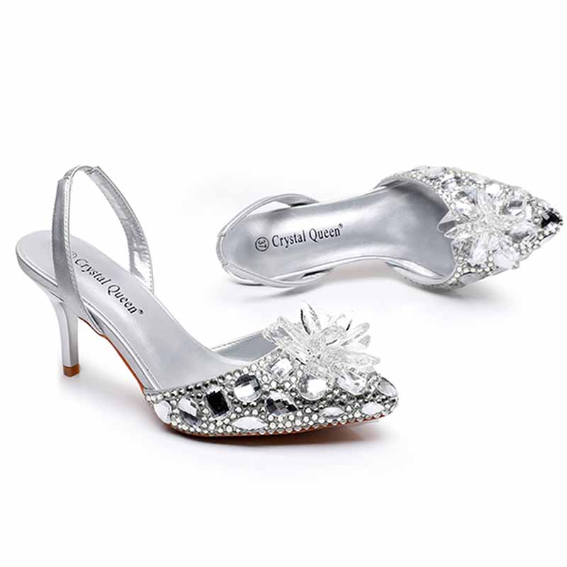 2.95" Stone Beaded Ankle Strap Heels Prom Shoes Middle Heeled Event Pumps