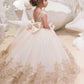 Flower Girls Dresses Wedding Appliques Lace Tulle Kids Ball Gown Pageant Dress Toddler Party Dress