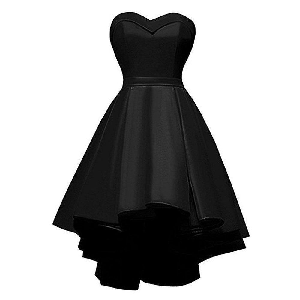 Short Satin Homecoming Dress Strapless Prom Dress Short Party Dress