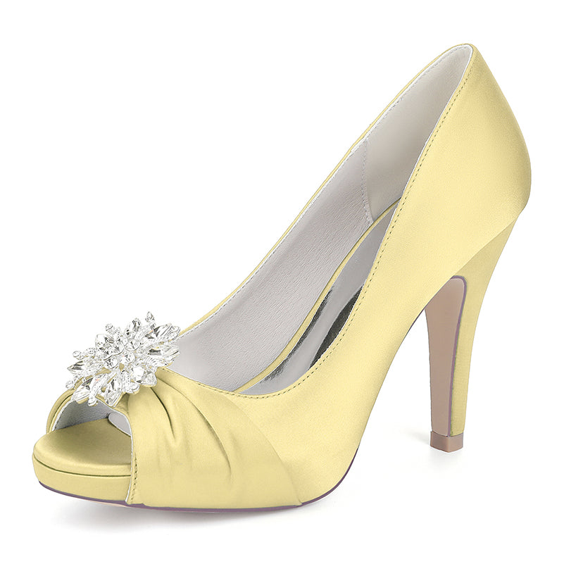 Satin Peep Toe Wedding Shoes for Elegant Occasions
