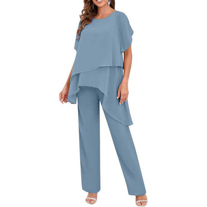 2 Pieces Mother of The Bride Pant Suits Wedding Mother of The Groom Dress with Sleeves