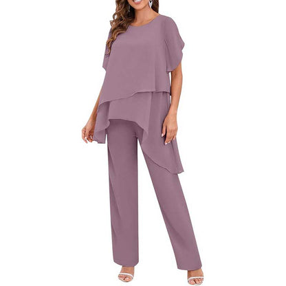 2 Pieces Mother of The Bride Pant Suits Wedding Mother of The Groom Dress with Sleeves