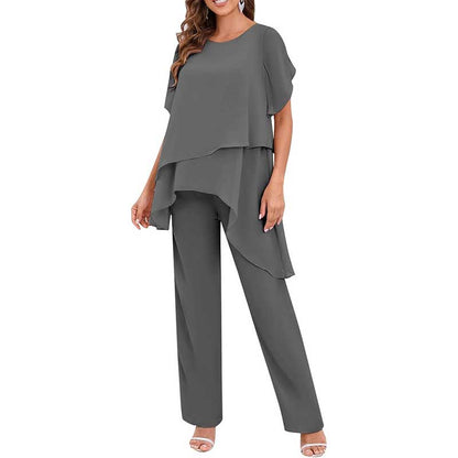 2 Pieces Mother of The Bride Pant Suits Wedding Mother of The Groom Dress with Sleeves