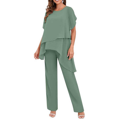 2 Pieces Mother of The Bride Pant Suits Wedding Mother of The Groom Dress with Sleeves