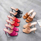 3.54" Square Open Toe Heeled Sandals Slippers Peep Toe Slippers