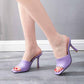 3.54" Square Open Toe Heeled Sandals Slippers Peep Toe Slippers