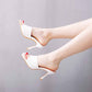 3.54" Square Open Toe Heeled Sandals Slippers Peep Toe Slippers