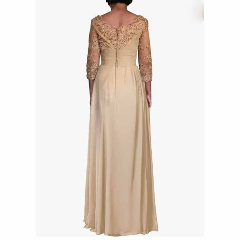 Mother of The Bride Dresses Long Chiffon Evening Dress Lace Wedding Guest Dress Half Sleeve