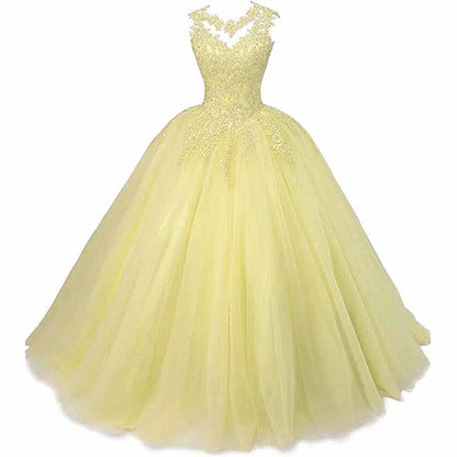 Beaded Quinceanera Dresses Sweet 16 Appliques Prom Ball Lace Gown