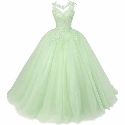 Beaded Quinceanera Dresses Sweet 16 Appliques Prom Ball Lace Gown