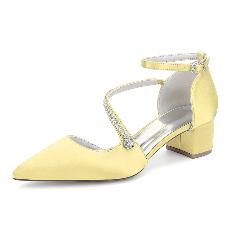 sd-hk Chunky Heel Bridal Heels for Elegant Weddings