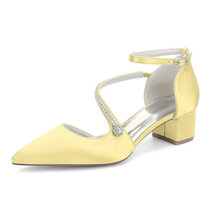 sd-hk Chunky Heel Bridal Heels for Elegant Weddings