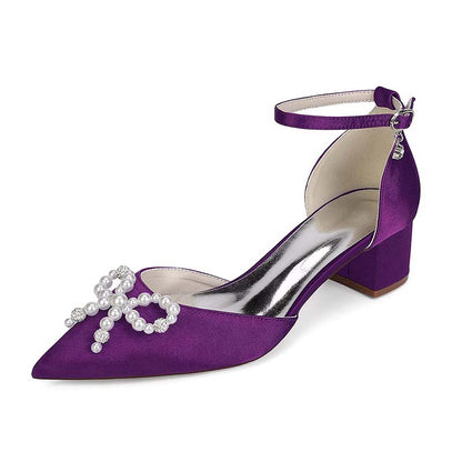 sd-hk Pearl Embellished Bridal Heels for Weddings