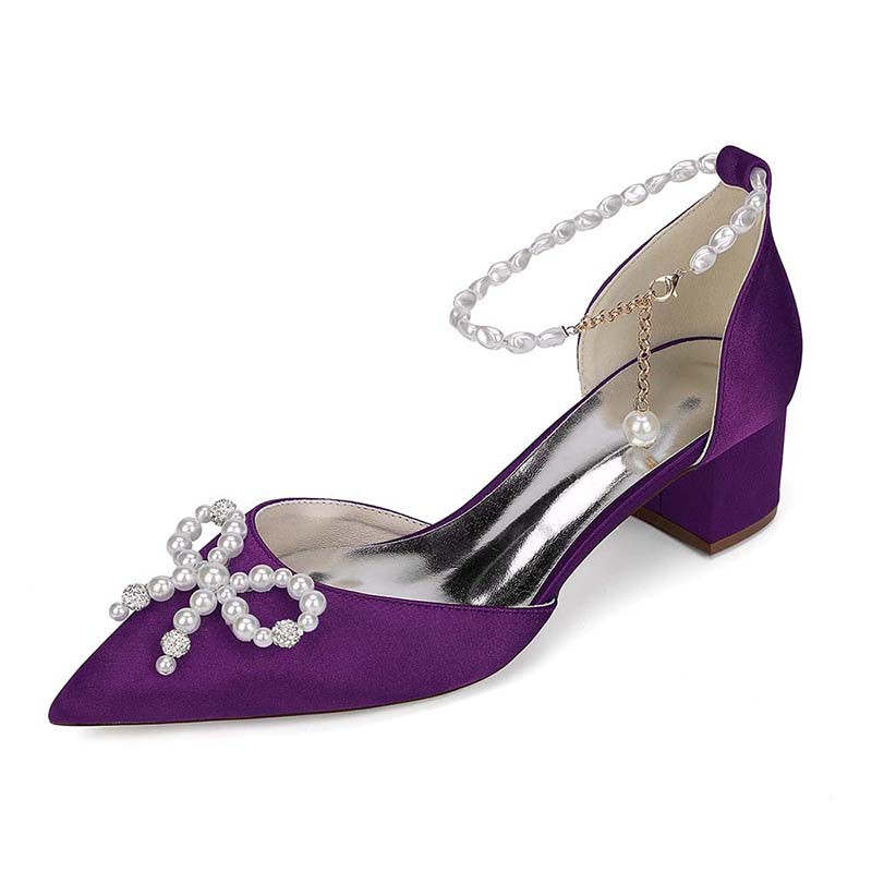 sd-hk Comfortable Wedding Shoes Block Heel for Brides