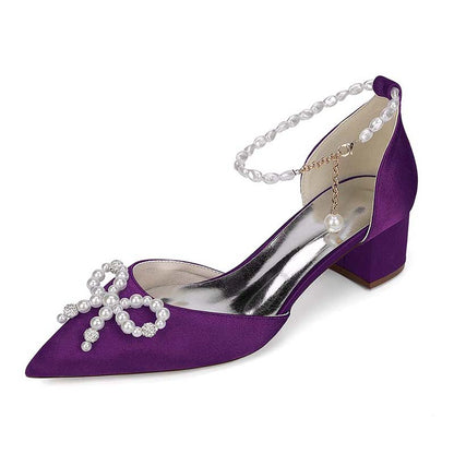 sd-hk Comfortable Wedding Shoes Block Heel for Brides