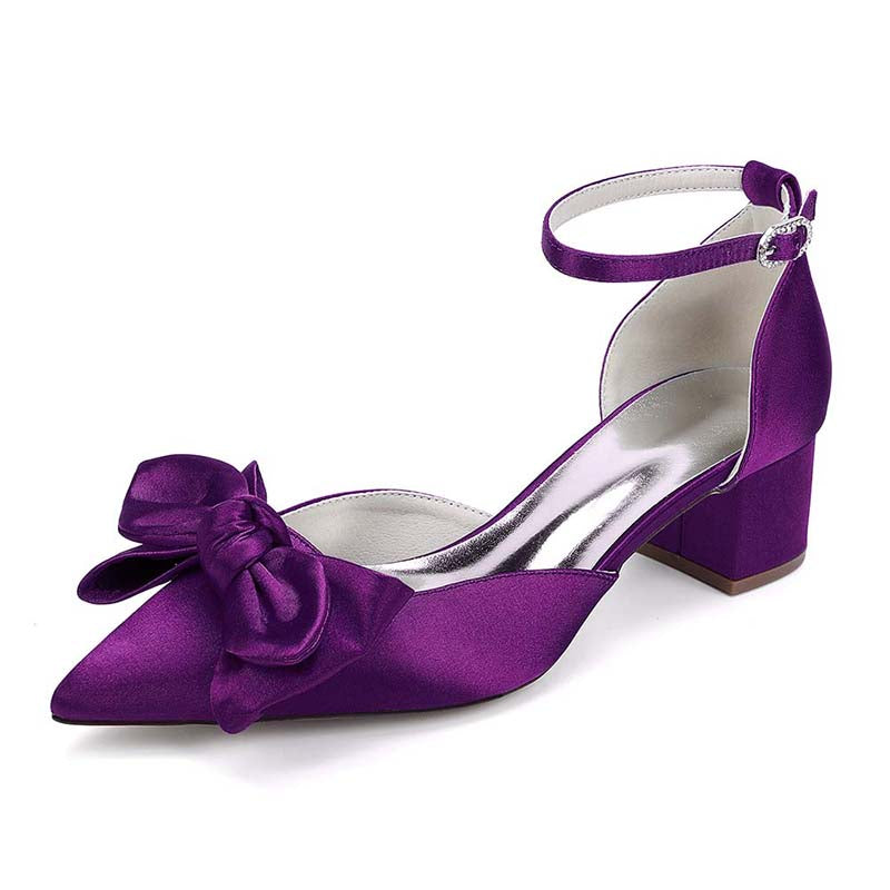 sd-hk Satin Bow Wedding Shoes for Elegant Brides