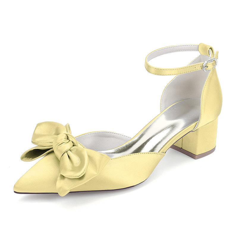 sd-hk Satin Bow Wedding Shoes for Elegant Brides