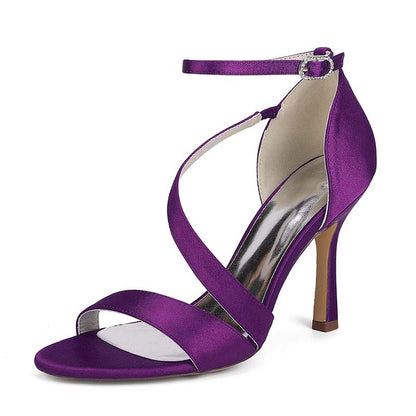 Women's Formal Satin Strappy Sandals Wedding Heels for Brides Special Occasions