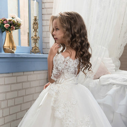Flower Girls Dress For Wedding Kid Lace Tulle Dance Communion Dress Princess Dress