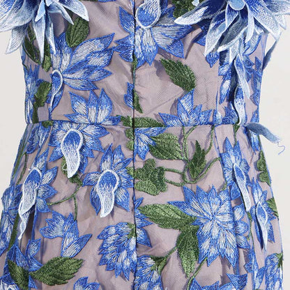 Women's 3D Flower Strapless Midi Dress