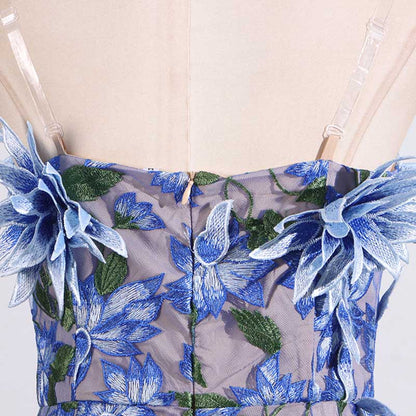 Women's 3D Flower Strapless Midi Dress