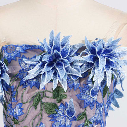 Women's 3D Flower Strapless Midi Dress