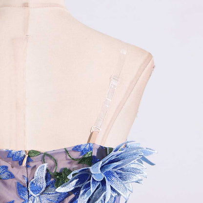 Women's 3D Flower Strapless Midi Dress