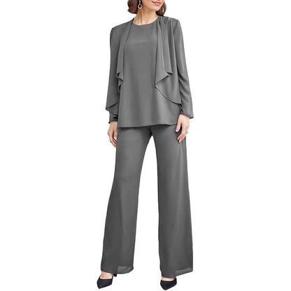 3 Piece Mother of The Bride Pantsuits with Jackets Long Sleeve Formal Pant Suits