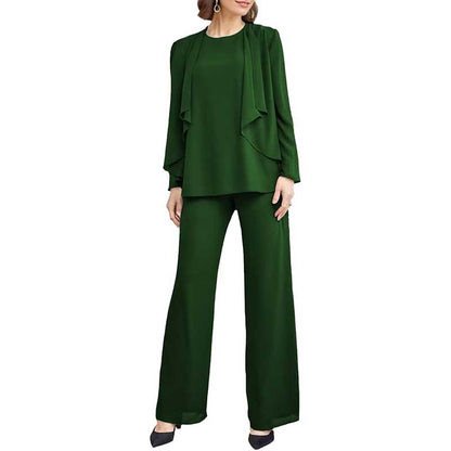 3 Piece Mother of The Bride Pantsuits with Jackets Long Sleeve Formal Pant Suits