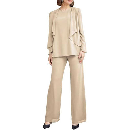 3 Piece Mother of The Bride Pantsuits with Jackets Long Sleeve Formal Pant Suits
