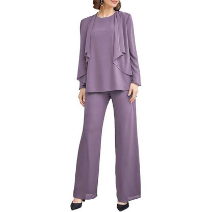 3 Piece Mother of The Bride Pantsuits with Jackets Long Sleeve Formal Pant Suits