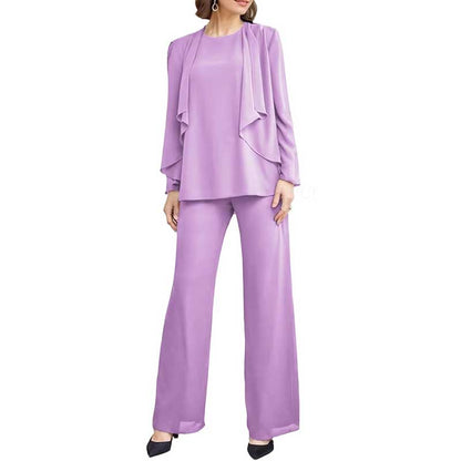 3 Piece Mother of The Bride Pantsuits with Jackets Long Sleeve Formal Pant Suits