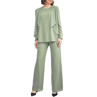 3 Piece Mother of The Bride Pantsuits with Jackets Long Sleeve Formal Pant Suits