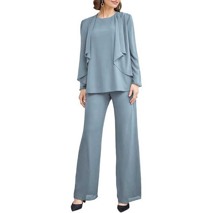3 Piece Mother of The Bride Pantsuits with Jackets Long Sleeve Formal Pant Suits
