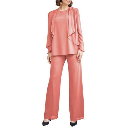 3 Piece Mother of The Bride Pantsuits with Jackets Long Sleeve Formal Pant Suits