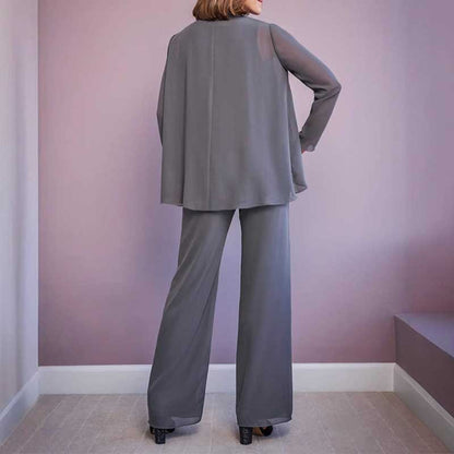 3 Piece Mother of The Bride Pantsuits with Jackets Long Sleeve Formal Pant Suits